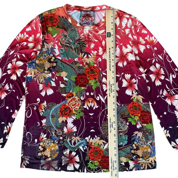Johnny Was Adalena Kimono Sleeve Tee Women Size M Asian Dragon Floral Print $130 - Picture 16 of 16
